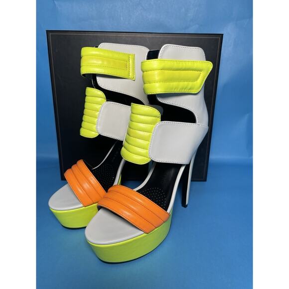 Azalea Wang Stacy Neon Multi-Color Platform Heel Sandal US 8.5 Women’s - Picture 1 of 8